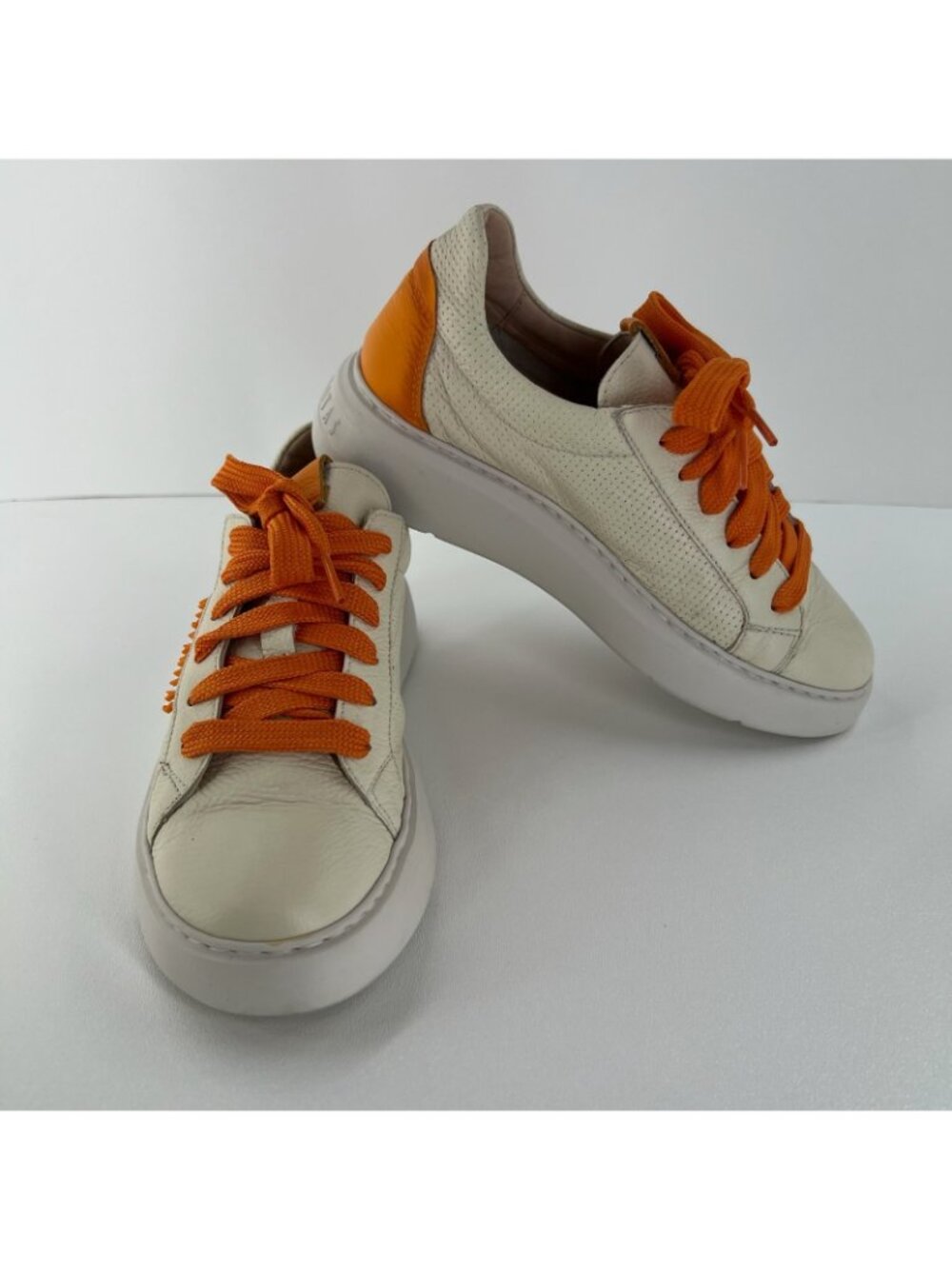 Hispanitas Oceania Mandarin Leather Sneakers Womens 36 Triflow Gel Cream Orange - Picture 6 of 14